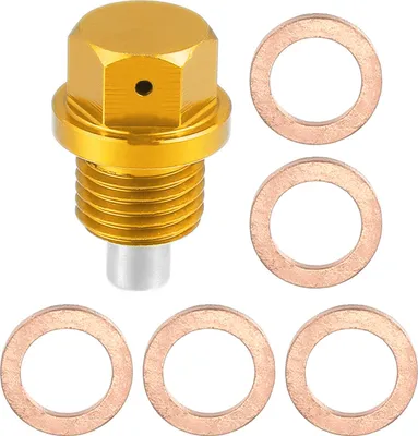 Image de 1 Ensemble Vis Vidange M14x1,5 Bouchon Carter d'Huile Moteur avec 5 Rondelles pour Voiture Ton d'Or