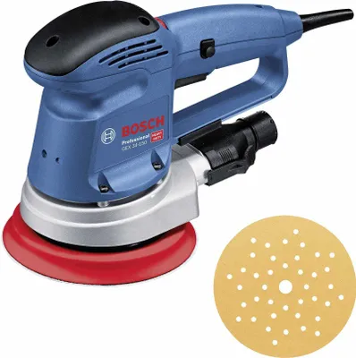 Zdjęcie produktu dla Bosch GEX 34-150 Professional, Losowa szlifierka oscylacyjna, Rzep, Czarny, Niebieski, Szary, Czerwony, 4500 RPM, 12000 RPM, 9000 OPM