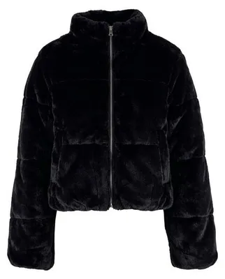 Produktbild von Urban Classics Übergangsjacke Damen Ladies Short Faux Fur Puffer Jacket schwarz XXL