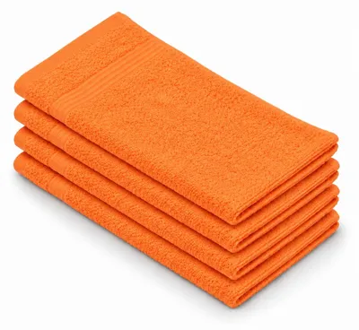 Obrázok produktu pre Gözze – Rýchloschnúci ručník do kúpeľne, 4-dielna sada, mäkký a vysoko savý, 100% bavlna, 30 x 50 cm – oranžová