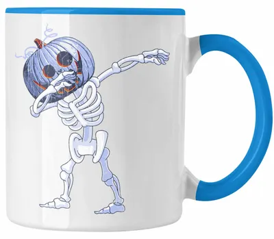 Produktbild von Halloween Tasse Kürbis Dekoration Becher Skelet Dabbing (Blau)