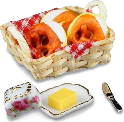 Produktbild von Miniatur Brezelvesper mit Brotkorb, Butterdose und Messer