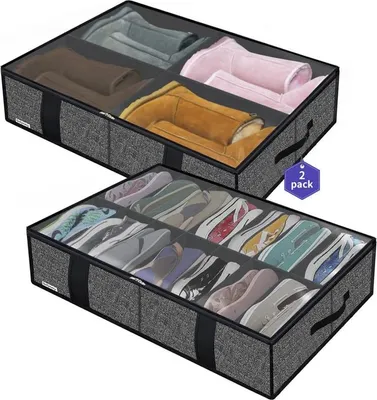 Productafbeelding van Famanu opbergtas voor schoenen onder het bed - set van 2, inklapbare organizers voor 14+4 paar schoenen