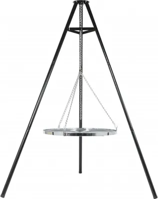 Zdjęcie produktu dla RedFire Grill na trójnogu 172 cm BBQ TRIPOD, ruszt 65 cm, regulowana wysokość, grill wiszący, stalowy, czarny, do ogrodu i na ognisko