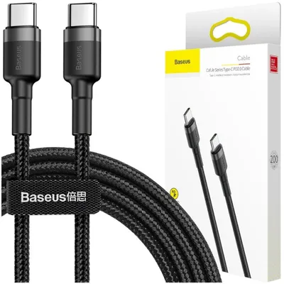 Produktbild von Kabel Baseus Cafule wytrzymały nylonowy kabel USB-C PD / USB-C PD PD2.0 60W 20V 3A QC3.0 2M czarno-szary (CATKLF-HG1)