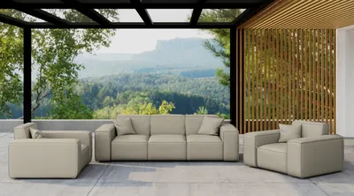 Produktbild von Kaiser Möbel Gartenmöbel Set 3 1 1 für Garten, Terrasse, Gartenmöbel, MALIBU Lounge Set, gemütlich und komfortabel Dunkelbeige