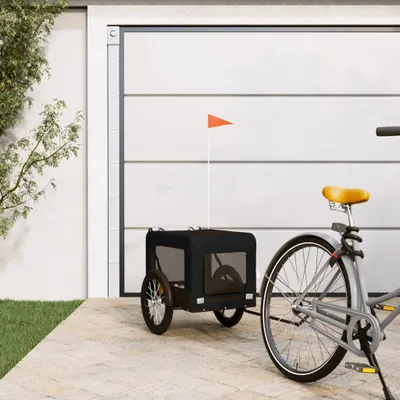Immagine prodotto di Maison Exclusive - Rimorchio per bicicletta, adatto anche per cani, colore nero, realizzato in tessuto Oxford e ferro