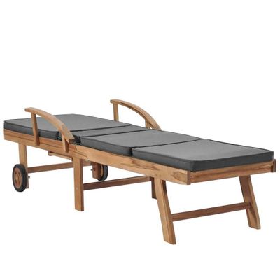 vidaXL Sonnenliegen mit Auflagen 2 Stk. Massivholz Teak Dunkelgrau