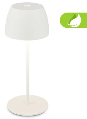 Immagine prodotto di Briloner Serina Mini lampada da tavolo a LED senza fili IP44, dimmerabile, touch, protezione dagli spruzzi d'acqua, batteria ricaricabile, bianco, Ø8 x 20 cm