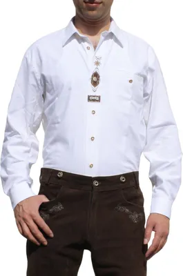 Produktbild von German Wear, Trachtenhemd für Trachten Lederhosen mit Verzierung Trachtenmode weiß, Größe:M