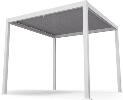 Produktbild von Blumfeldt Pavillon 3x3, Wasserdicht Stabil Winterfest, Lamellendach Verzinkter Stahl, Pulverbeschichteter Aluminiumrahmen, Wetterfest, Weiß