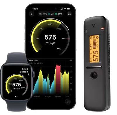 Strahlungsdetektor mit Geigerzähler, 76 g, IP64, App