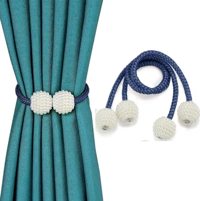 Produktbild von 2 Stück magnetische Gardinenhalter-Clips, dekorative Seilhalter, Raffhalter für Fenstergardinen, Gardinenhalter