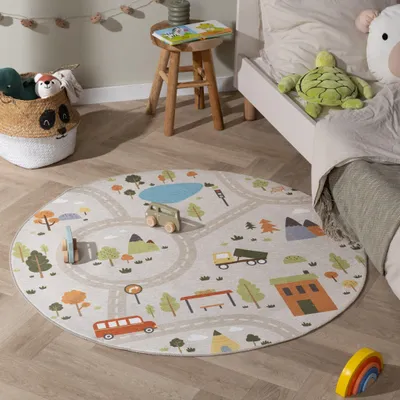 Zdjęcie produktu dla Volero - Okrągła mata do zabawy auto - Rocky Ride Szara - Ø 80 cm