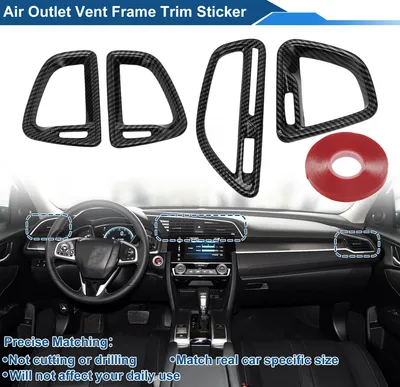 Image de Cadre De Couverture De Ventilation De Climatisation Pour Dodge Challenger 2015-2024 Console Centrale (Centre Avant Gauche Avant Droit) 1 Set Noir de fibre de carbone
