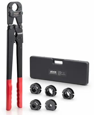 Image de Pince à sertir VEVOR, tubes en plastique PEX & aluminium avec mâchoires TH12, TH16, TH20, TH26 & TH32 & poignée flexible, pince à sertir avec coffret de rangement pour la réparation et l'installation de tubes