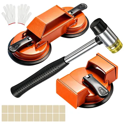 Laminat-Reparaturset mit Zuignapfen, 10 Schutzpads, Handschuhen, Hammer