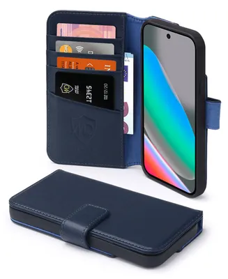 Produktbild von MobyDefend Hülle für Google Pixel 10 & Google Pixel 10 Pro - Premium Leder Klapphülle mit Kartenfächern und Standfunktion - Blau
