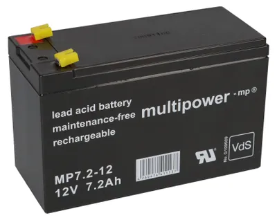 Image de Multipower Blei-Akku MP7,2-12 Pb 12V / 7,2Ah VdS G109009, Faston 4,8