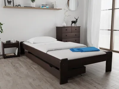 Produktbild von Bett ADA 90 x 200 cm, Nussbaum Matratze: Ohne Matratze, Lattenrost: Ohne Lattenrost