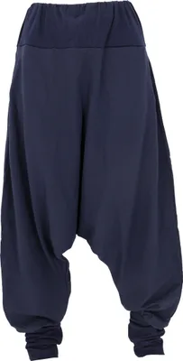 Produktbild von Afghani Hose, Uni Pluderhose, Goa Hose Aladinhose - Dunkelblau, Herren, Baumwolle, Größe: S