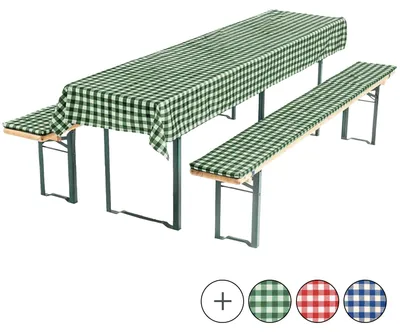 Produktbild von Bierbankauflagen-Set, Auflage Tischdecke 3-teilig Grün/Weiß