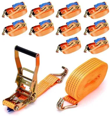 Image de Sangles de serrage orange de 8 m, 5 000 kg, avec crochets de 50 mm