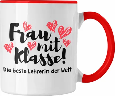 Produktbild von Trendation - Lehrerin Geschenk Tasse Geschenkidee Lustig Danke Sprüche Grundschule Frau mit Klasse (Rot)