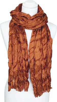 Produktbild von Knitterschal Halstuch Schal XXL Braun Karamell Seide 180x90cm