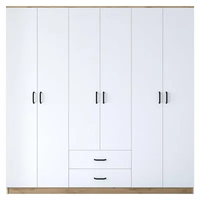 Image de Armoire penderie en Bois MDF noyer et blanc - L 210 × P 51,5 × H 210 cm