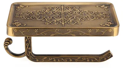 Image de Porte-papier toilette de style vintage, laiton vieilli, porte-papier de salle de bains, étagère pour téléphone, fixation murale, couleur