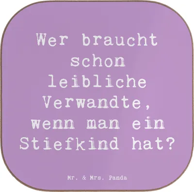 Produktbild von Mr. & Mrs. Panda Untersetzer für Gläser Spruch Stiefkindliebe - Lavendeltraum - Geschenk, Verwandte, Dankeschön, Familienbeziehungen, Freude, Patchworkfamilie, Humor
