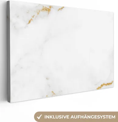Obrázok produktu pre OneMillionCanvasses® - Obrazy na plátne - 140x90 cm, Mramor - Zlatá - Biela - Nástenná umelecká tlač Nástenná dekorácia - Fotografia na plátne - Obraz na drevenom ráme