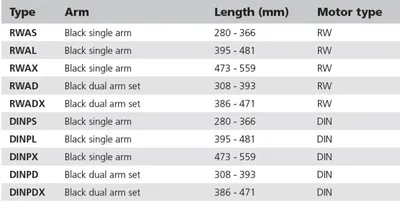 Image de Bras d'essuie-glace DIN en acier inoxydable, 473-559 mm – Vetus