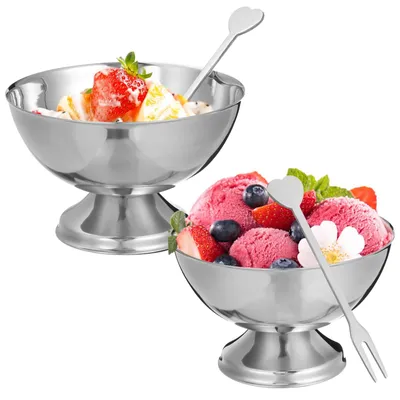 Image de Solidchoice - Ensemble de 2 verres à glace en acier inoxydable, idéal pour les desserts