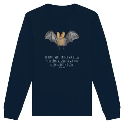 Produktbild von Mr. & Mrs. Panda Baumwoll Pullover Fledermaus Flügel Größe S - French Navy - Geschenk, Lustige Sprüche, Sweatshirt, Sweater, Organic, Pulli
