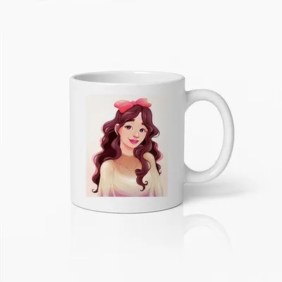 Productafbeelding van Elegante Meisjesportret Mok – Stijlvolle en Artistieke Koffiebeker Cadeau