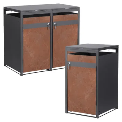 Produktbild von ML-Design Mülltonnenbox 3er für 3 Tonnen 240L 200x80x116,3cm Anthrazit-Rostoptik, Stahl/Cortenstahl, abschließbar