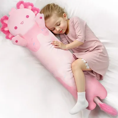 Obrázok produktu pre Plyšová hračka axolotl, ružová, 110 cm, dlhá plyšová vankúšik, plyšová hračka