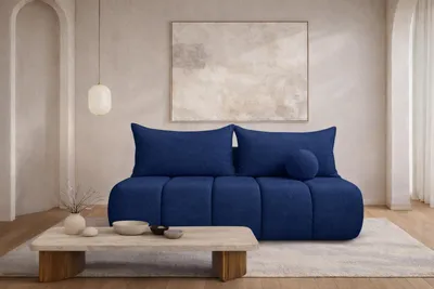 Produktbild von Kaiser Möbel Sofa mit Schlaffunktion und Bettkasten, Schlafsofa, Veloursstoff Monolith, Dunkelblau, PIANO