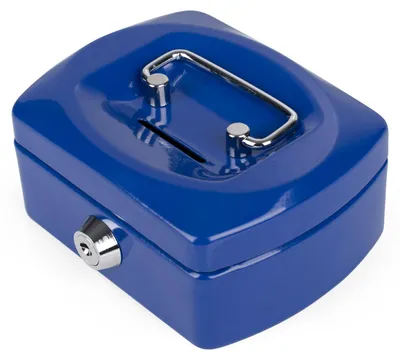 Produktbild von 1x Geldkassette Spardose mit Sparschlitz mit entnehmbaren Münzfach 125 mm blau