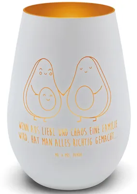 Produktbild von Mr. & Mrs. Panda Laterne Avocado Pärchen - Weiß - Geschenk, Glas Windlicht, Teelichthalter, Liebe, Familie, teelichtglas, Kerzenhalter