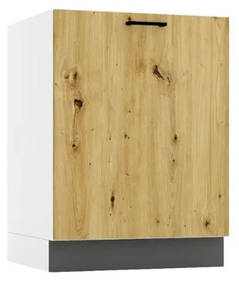 Produktbild von Küchenunterschrank 60 cm - Artisan Eiche und Aschegrau - Universelle Frontmontage - ohne Arbeitsplatte - Soft-Close-Mechanismus