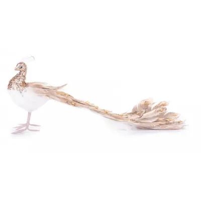 Produktbild von Dekoration MagicHome Weihnachten, Pfau, golden, flaumig, 50x20x23 cm