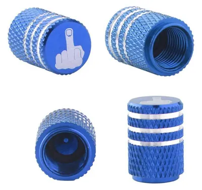 Image de Cache-valve en aluminium, couleur bleu, lot de 4, pour voiture, vélo, moto