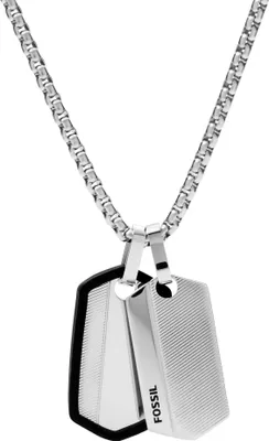 Produktbild von Fossil Dog Tag Kette Chevron für Herren aus Edelstahl