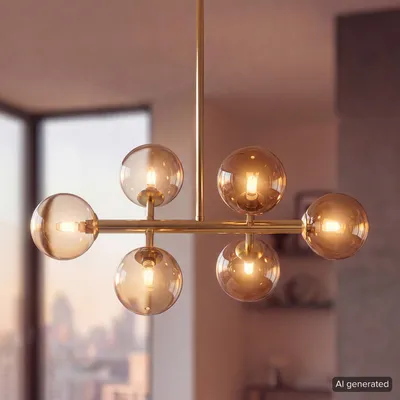 Produktbild von home24 Deckenleuchte - 6-flammig - Metall / Glas