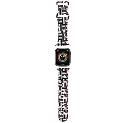 Zdjęcie produktu dla Hello Kitty Pasek HKAWMSDIESK Apple Watch 38/40/41mm czarny/black strap Silicone Heads & Stripes