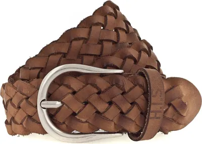 Productafbeelding van H.I.S riem 40mm Woven Leather Belt W75 Camel bruine