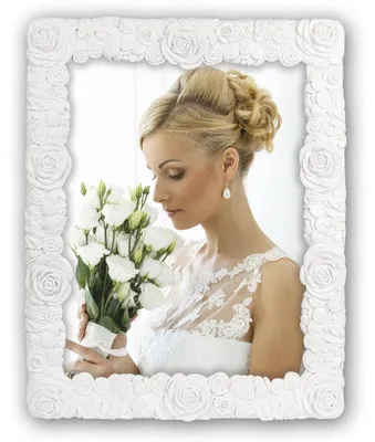 Productafbeelding van Houten fotolijst, rechthoekig, wit, voor foto's van 20x25 cm